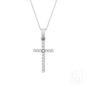 9K White Gold Cross With CZ
