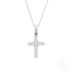 9K White Gold Cross With CZ