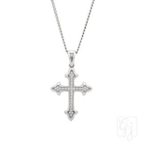 9K White Gold Cross With CZ