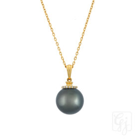 110 18K yellow gold diamond Tihitian Pearl Pendant 879 scaled 1
