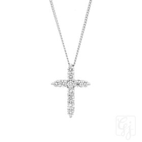18K White Gold Diamonds Cross 11D=0.54CT
