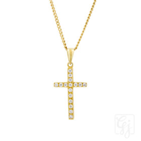 18K Yellow Gold Diamonds Cross 16D=0.15CT