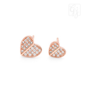Sterling Silver Rose Gold Plated Studs With CZ