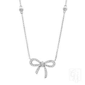 18K White Gold Diamonds Bowl Necklace
