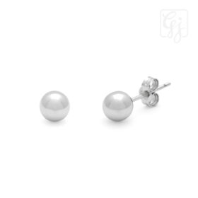 9K White Gold Bally Studs 5Mm