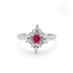 Estate Platinum Ruby And Diamond Ring
