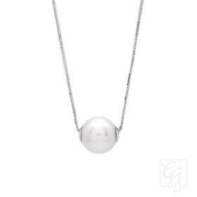 18K White Gold JCP Thread Through Necklace With Adjustable 18K White Gold Chain