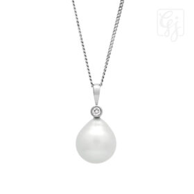 18K White Gold Diamond And SSP Pendant