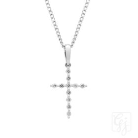 18K White Gold Diamond Cross