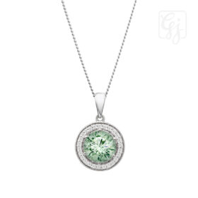 9K White Gold Diamond And Green Amethyst Pendant
