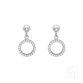 Sterling Silver Post Butterflies Earrings With CZ