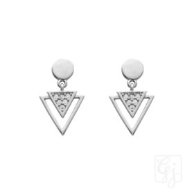 Sterling Silver Post Butterflies Earrings With CZ