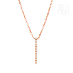 18K Rose Gold Diamond Pendant With 18K Rose Gold Chain