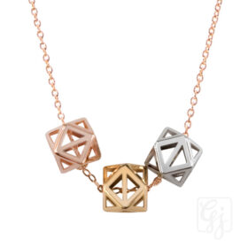 9K 3 Tone Necklace With Gold Chain