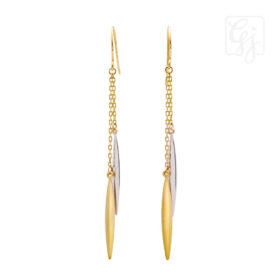 9K 2 Tone Hook Earrings