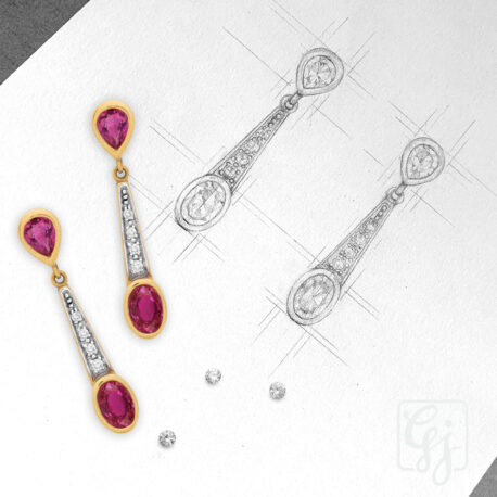 Earring design by Gillian's Jewellery, Best Forest Hill Melbourne Jeweller, Jewellery Repair, Remodel, Restore, Custom Design, custom made jewellery, custom designed jewellery, handmade jewellery