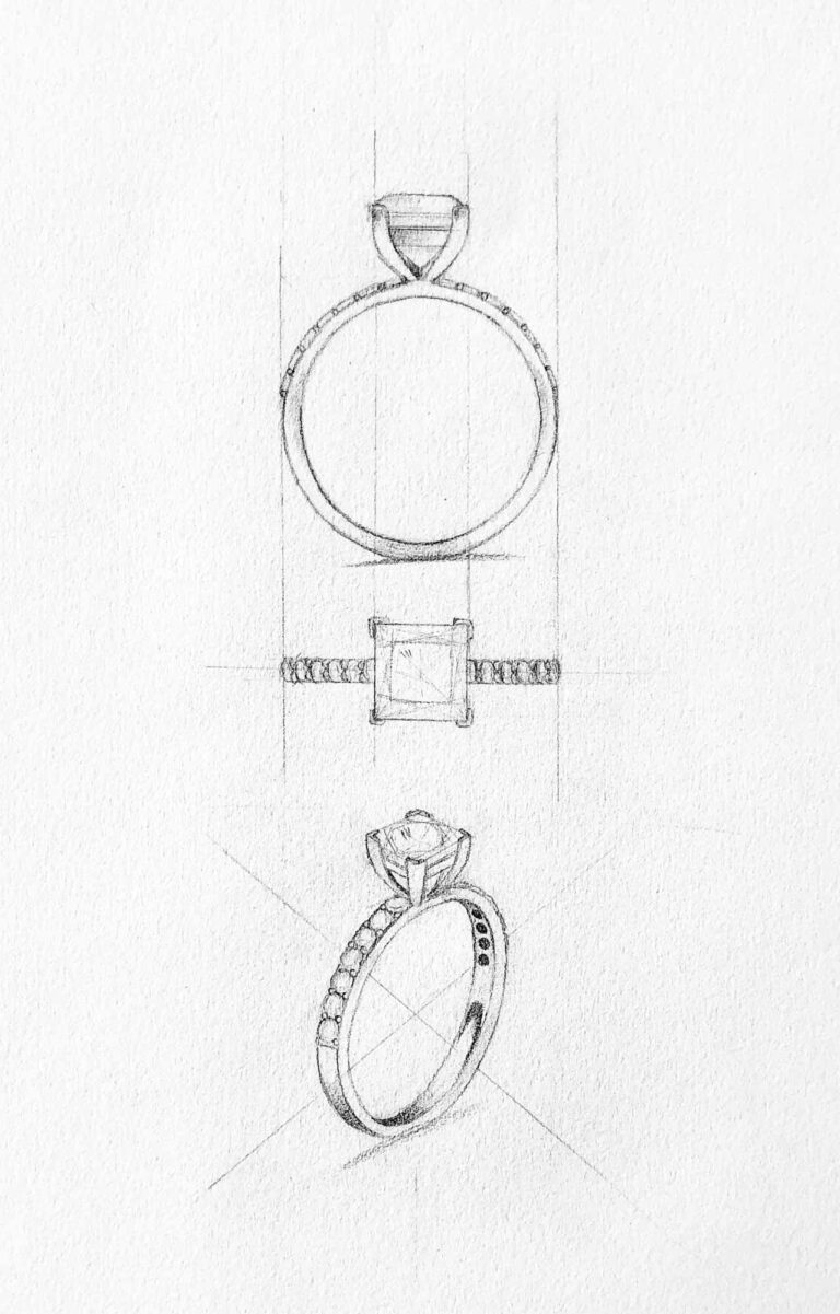 Stone Setting, hand sketched Claw Setting, Prong Setting by Gillian's Jewellery, Jewellery Repair Shop Forest Hill Melbourne, Jewellery Repair, Jewellery Remodel, Jewellery Restore, Custom Jewellery Design