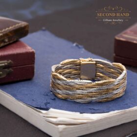 Vintage Bracelet, 18k Italian white gold and yellow gold hand crafted solid bracelet, Gillians Jewellery - Second hand jewellery, Vintage Jewellery, Antique Jewellery, Mourning Jewellery, Forest Hill, Melbourne
