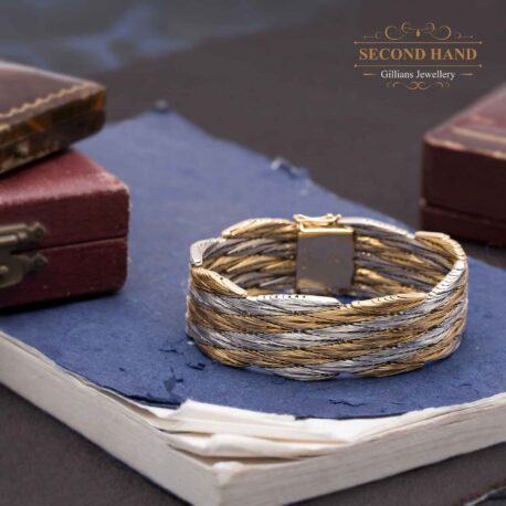 Vintage Bracelet, 18k Italian white gold and yellow gold hand crafted solid bracelet, Gillians Jewellery - Second hand jewellery, Vintage Jewellery, Antique Jewellery, Mourning Jewellery, Forest Hill, Melbourne