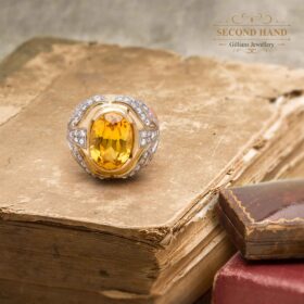 Vintage Ring, 18k vintage yellow gold yellow sapphire and diamond dress ring, Gillians Jewellery - Second hand jewellery, Vintage Jewellery, Antique Jewellery, Mourning Jewellery, Forest Hill, Melbourne